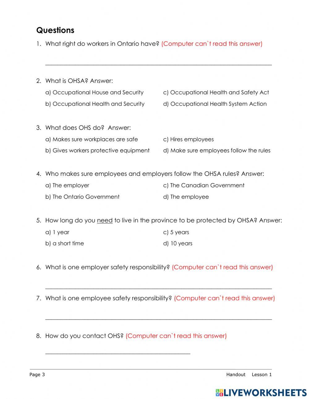 Right to a Safe Workplace in Ontario