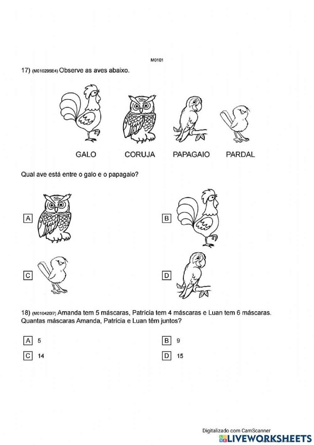 Avaliação diagnóstica matemática parte 2