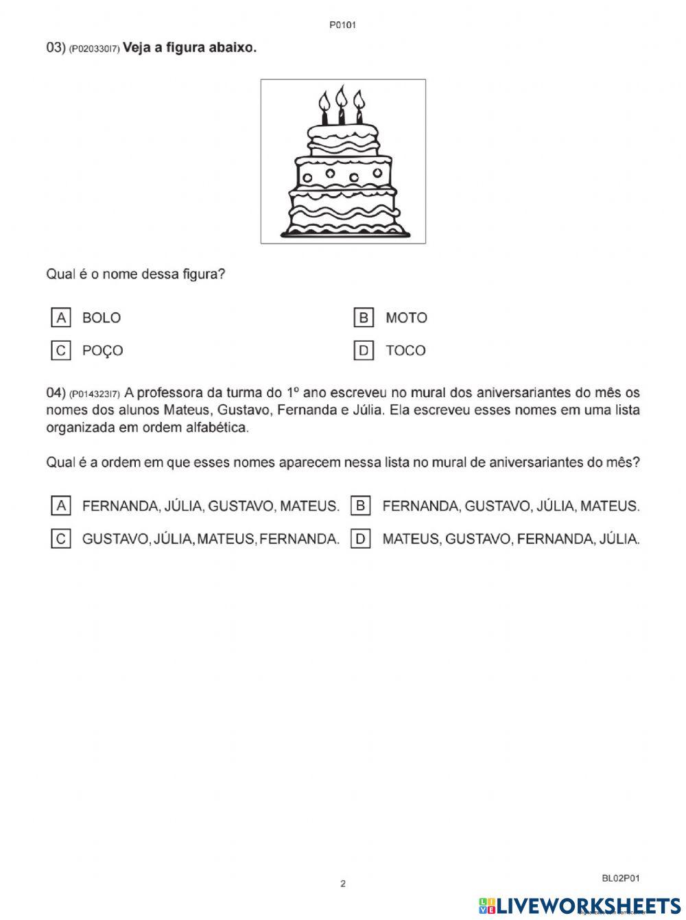 Avaliação diagnóstica português parte 1
