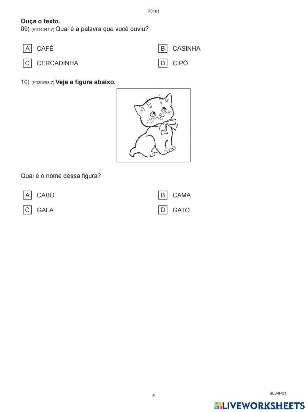 Avaliação diagnóstica português parte 1