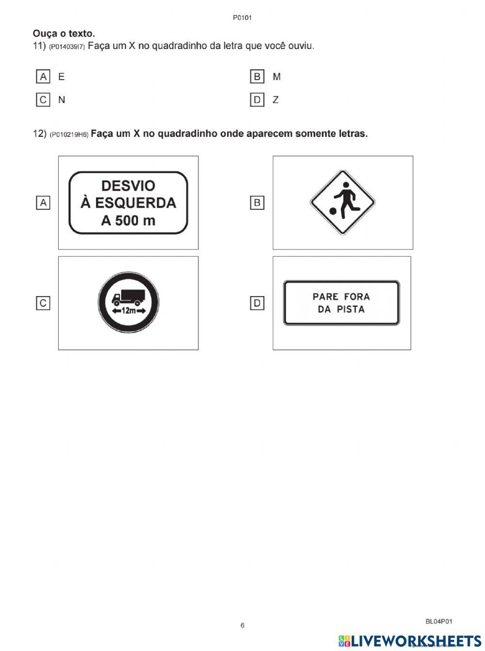 Avaliação diagnóstica português parte 1