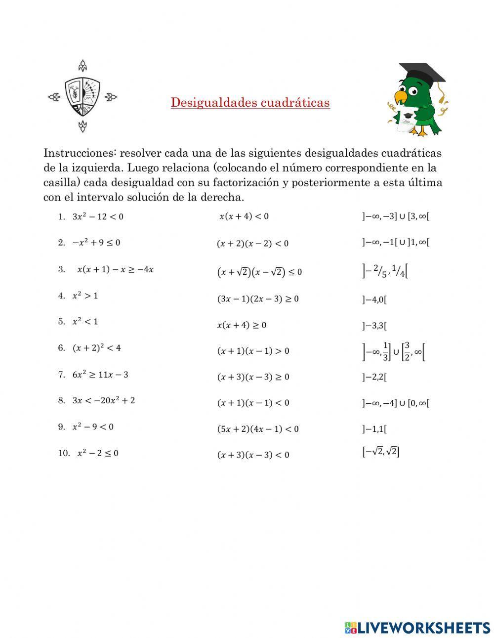 Desigualdades cuadráticas