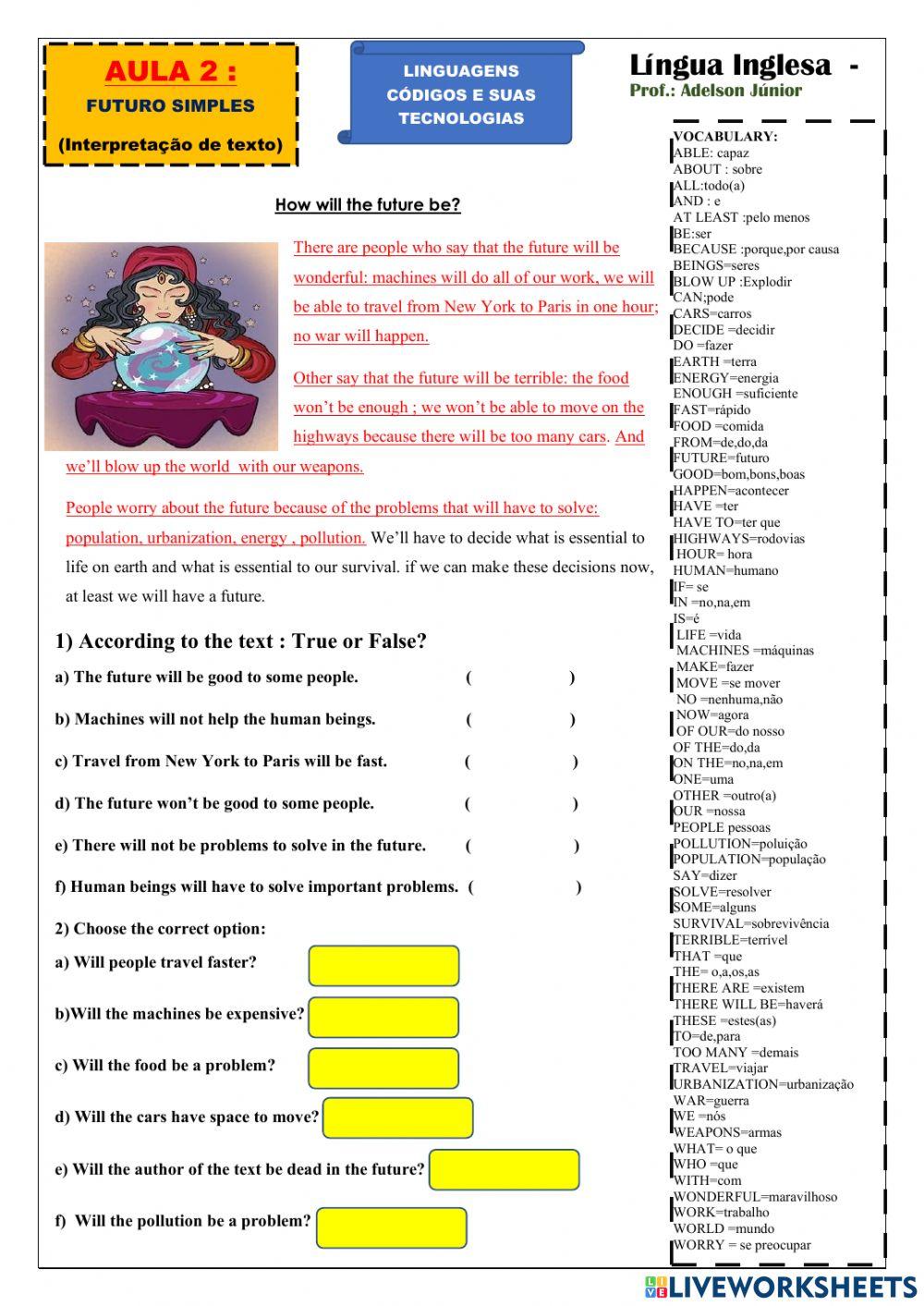 Futuro Simples: Reading