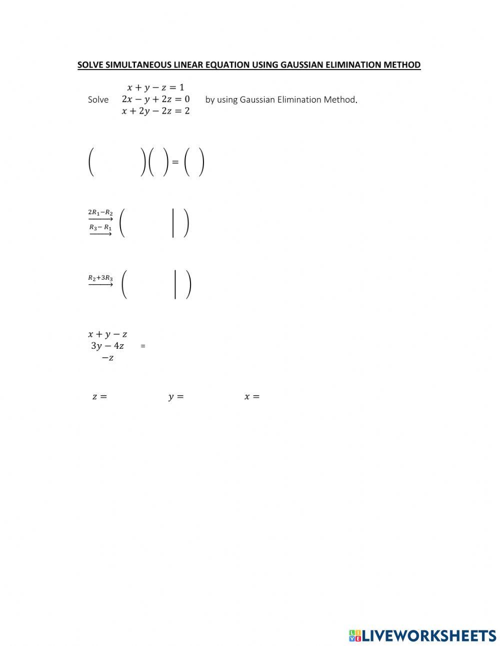 Gaussian Elimination Method