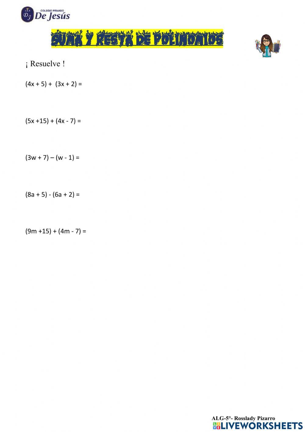 Suma y resta de polinomios