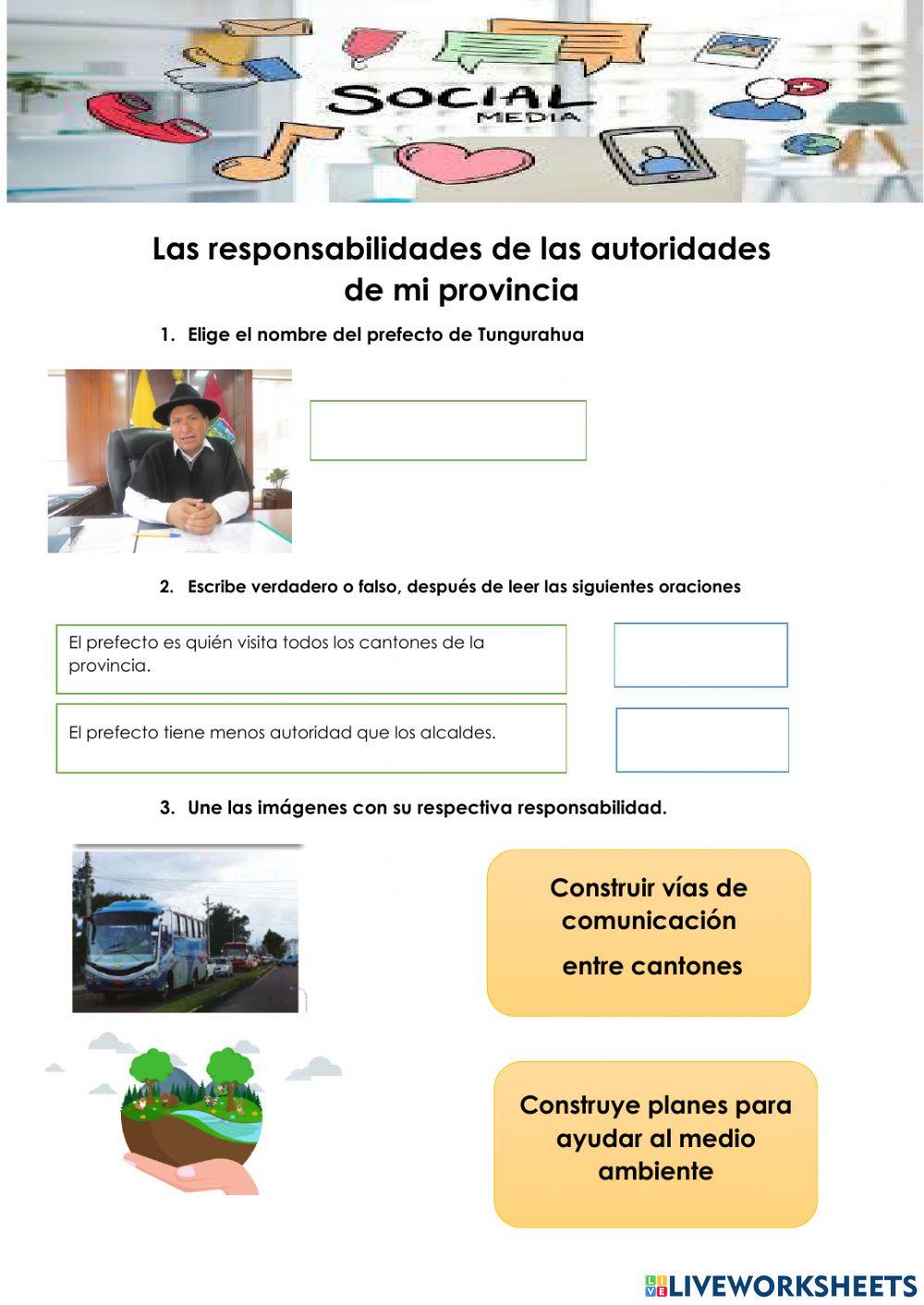 Responsabilidades de las autoridades de mi provincias