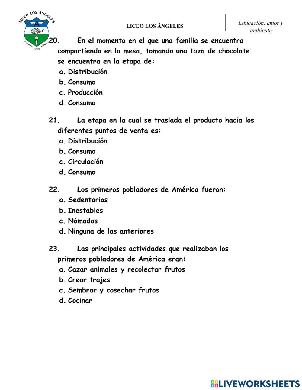 Evaluación acumulativa grado 3º