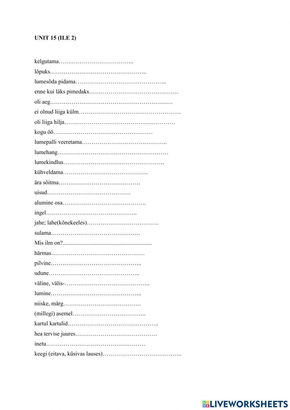 Vocabulary 15(ILE 2)