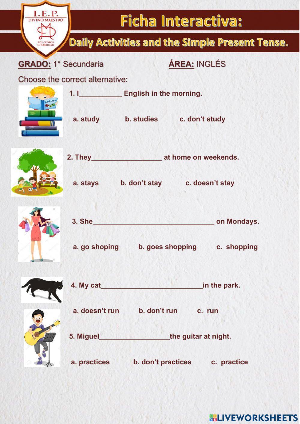 Daily Routines and the Simple Present worksheet | Live Worksheets