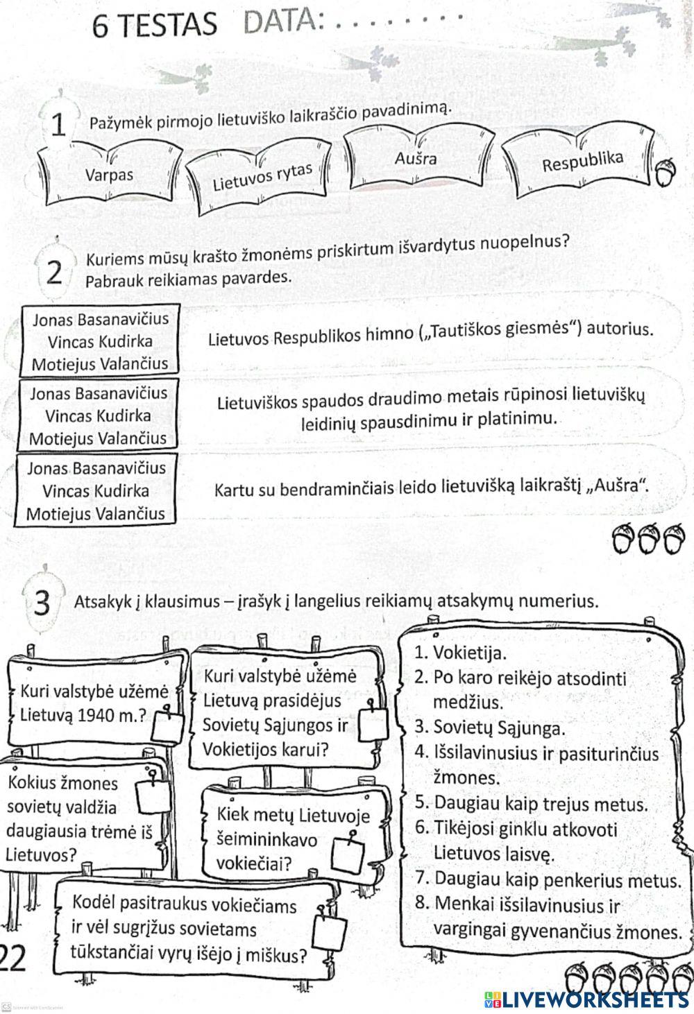 Pasaulio ažinimo 6 testo 1 dalis