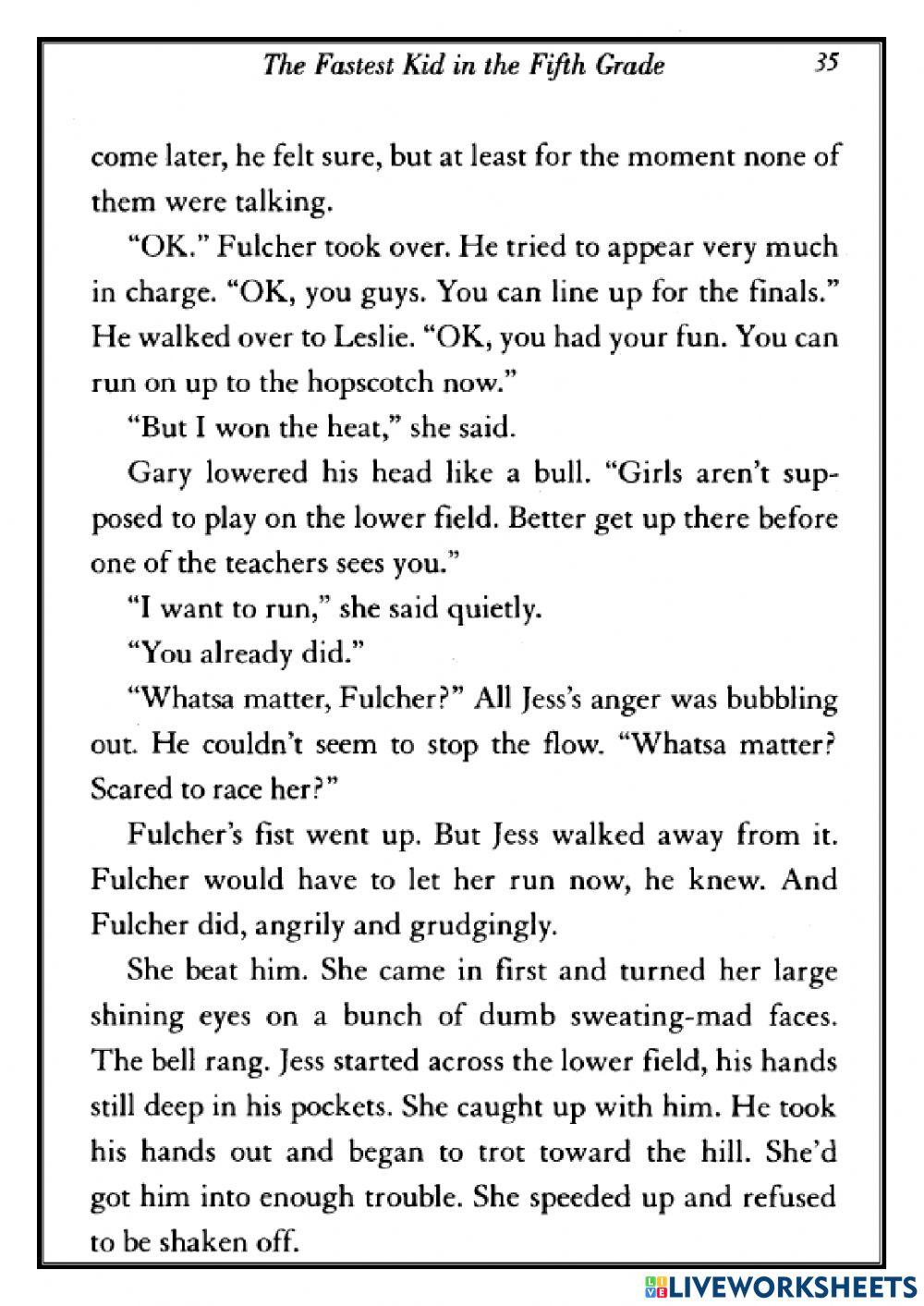 Reading - Bridge to Terabithia (Chapter 3.2)