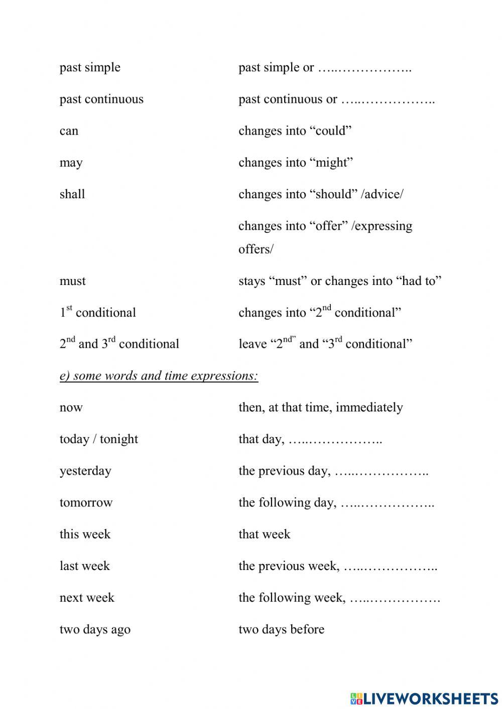 Reported speech sentences