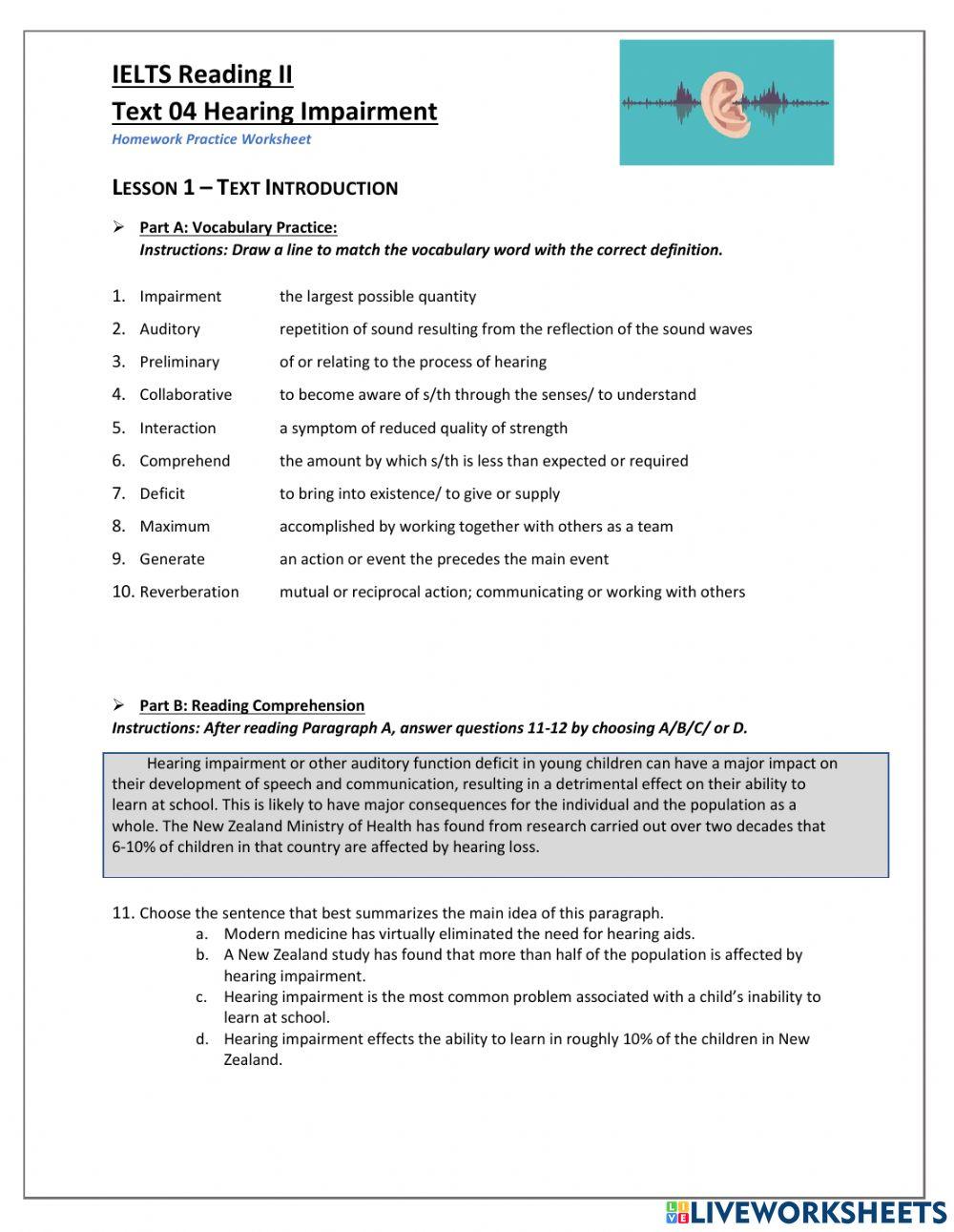 IELTS Text 04 Hearing Impairment