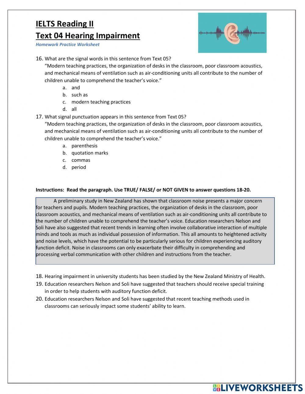 IELTS Text 04 Hearing Impairment