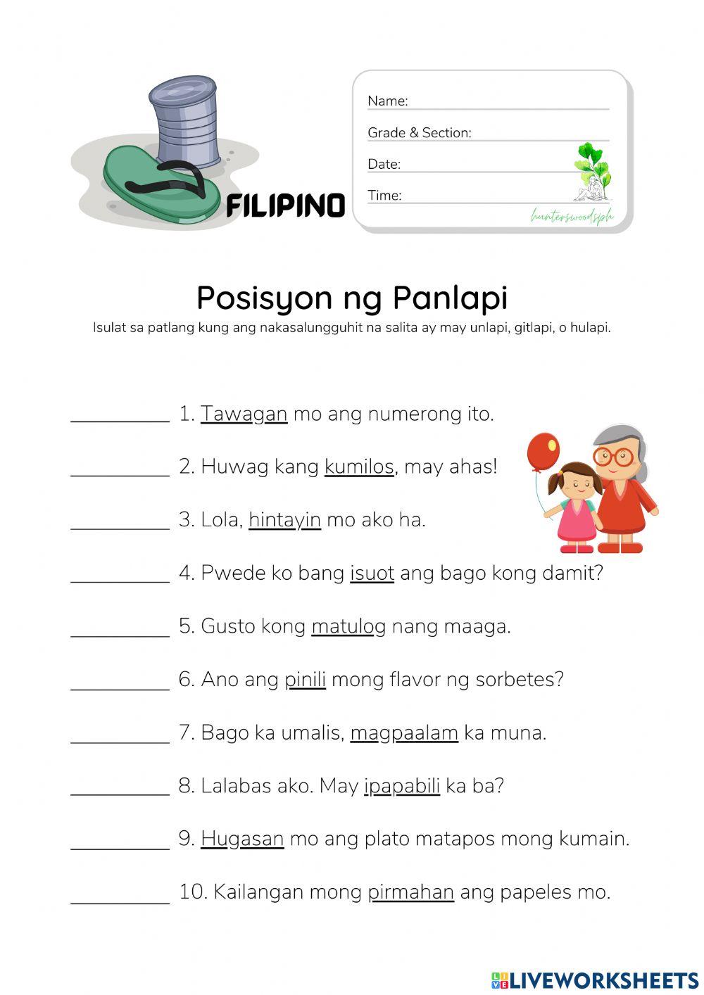 Pandiwa - Posisyon ng Panlapi - Unlapi, Gitlapi, Hulapi (HuntersWoodsPH Filipino)