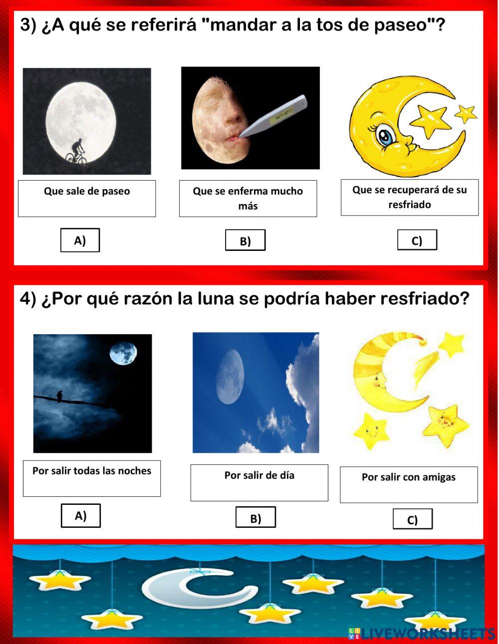 1° Lenguaje y comunicación: ficha interactiva poema La Luna tiene tos 06.04.2021