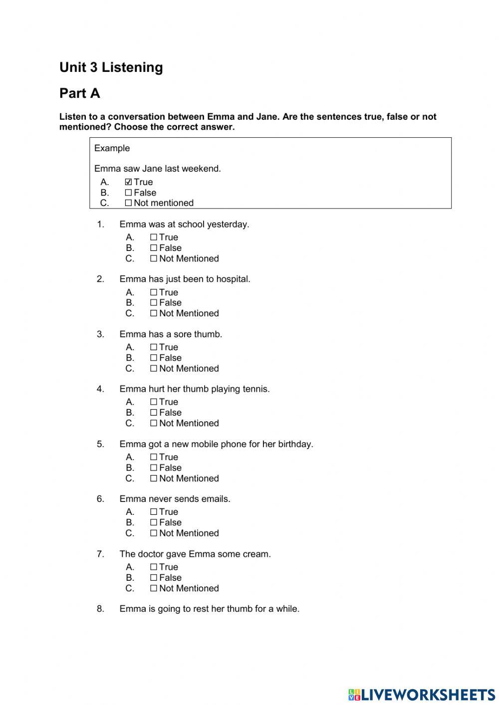 Project 4 Unit 3 Listening