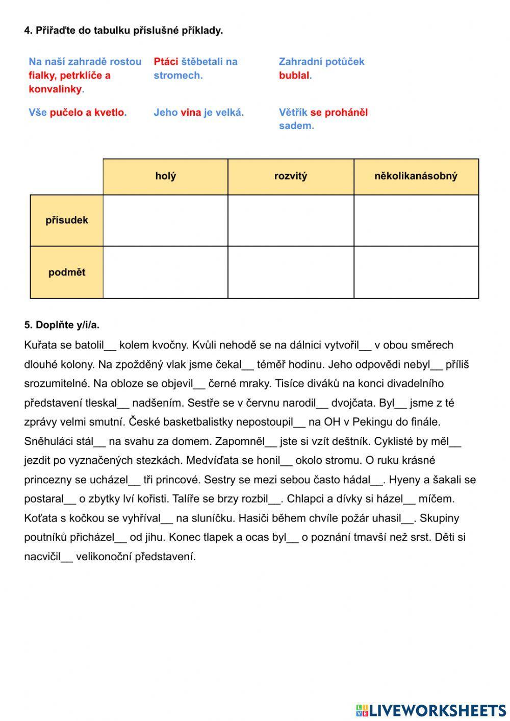 Skladba – podmět a přísudek II