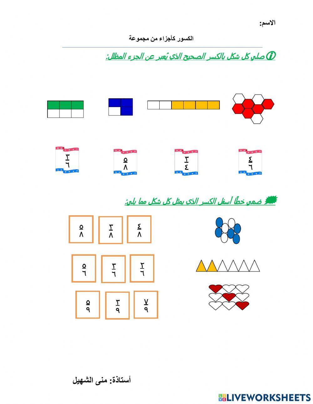 الكسور جزء من كل