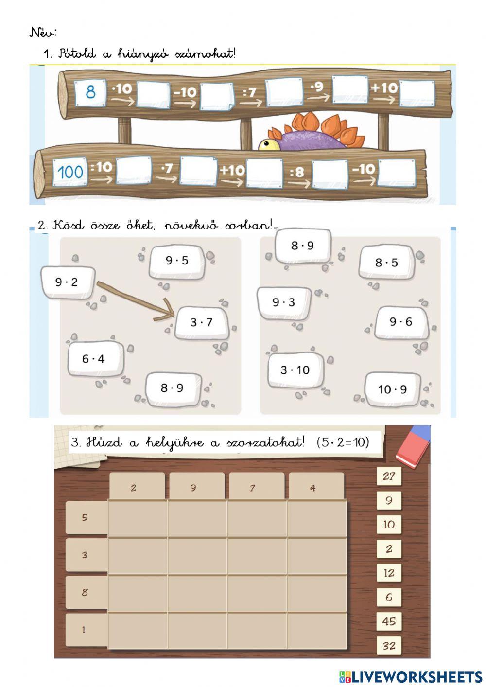 Matematika-szorzás gyakorlása