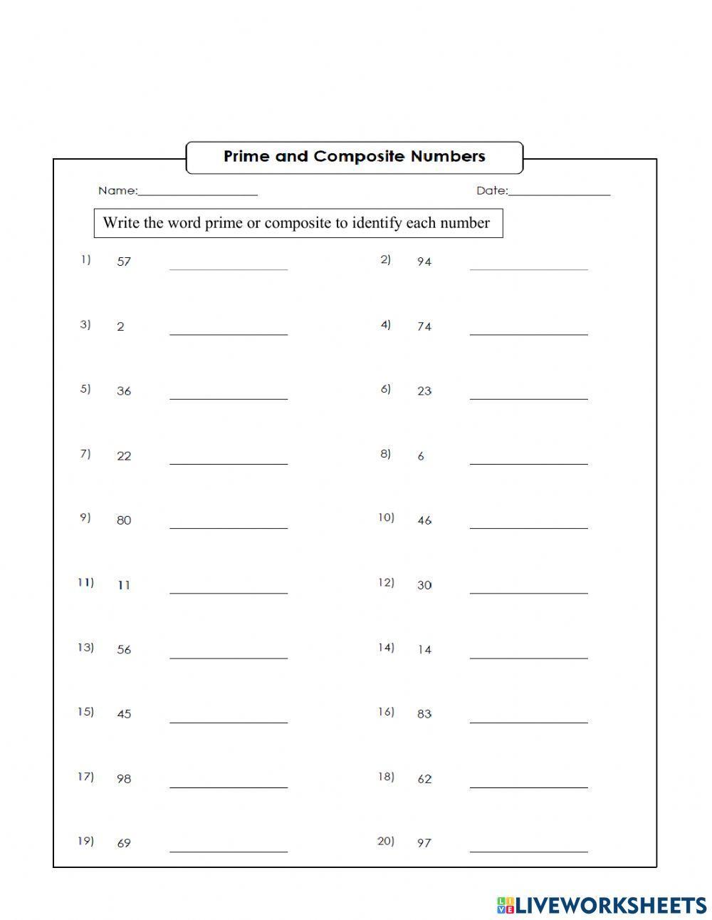 Prime and composite numbers