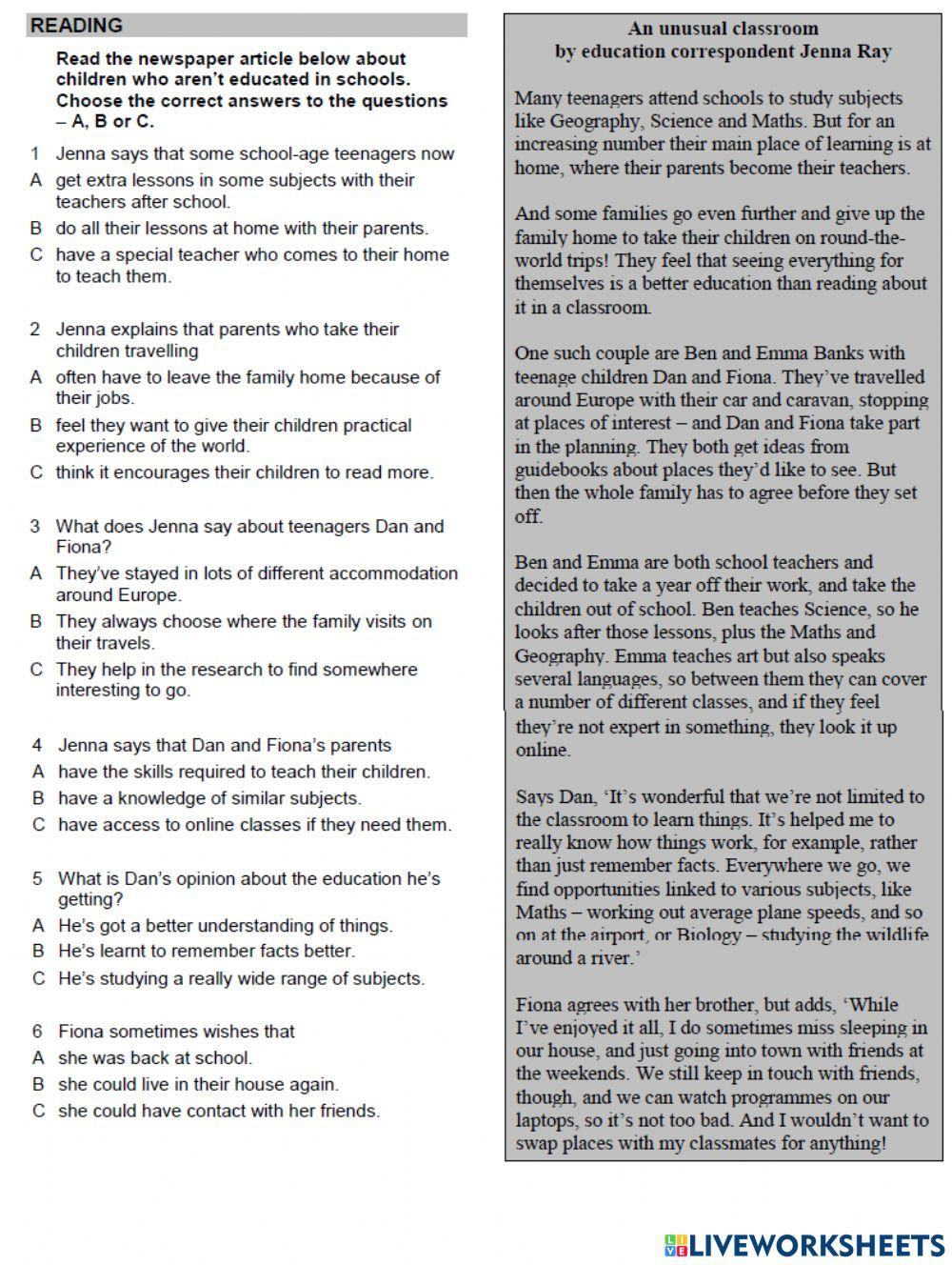 WW3.(Unit 6).Revision.Reading