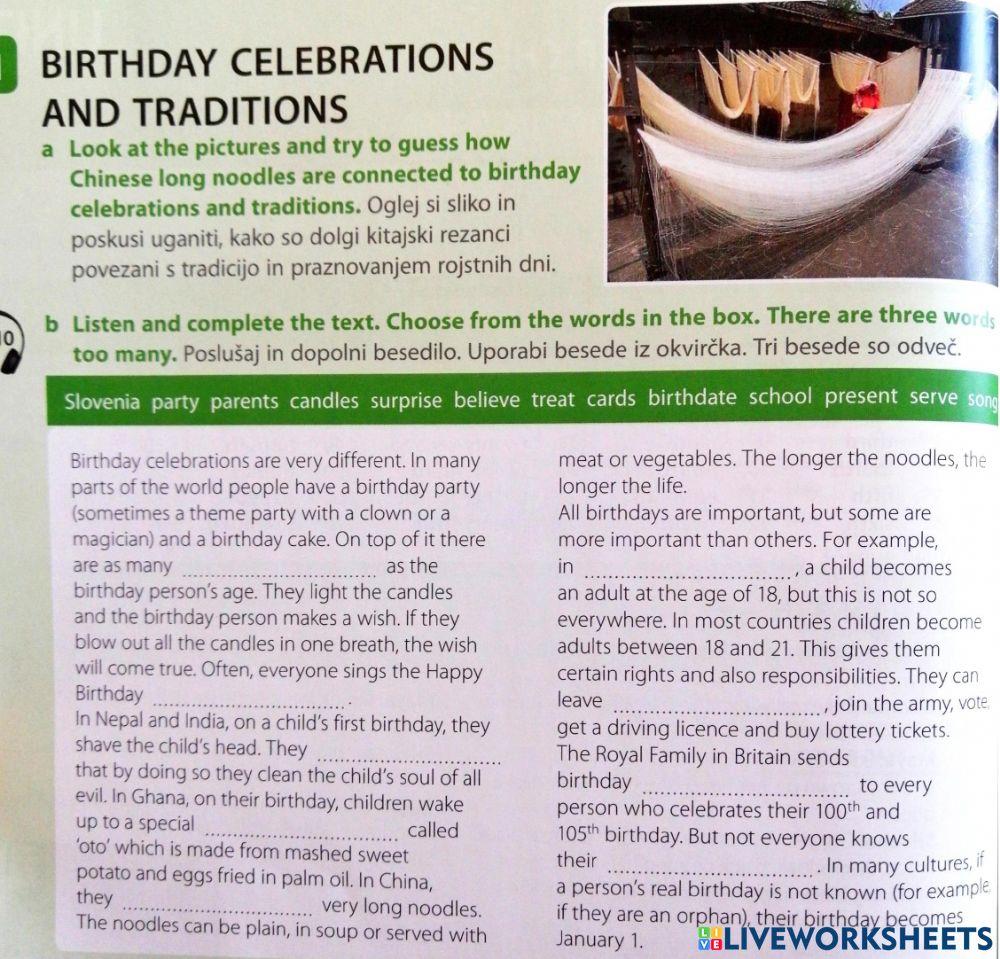 Celebrations and traditions