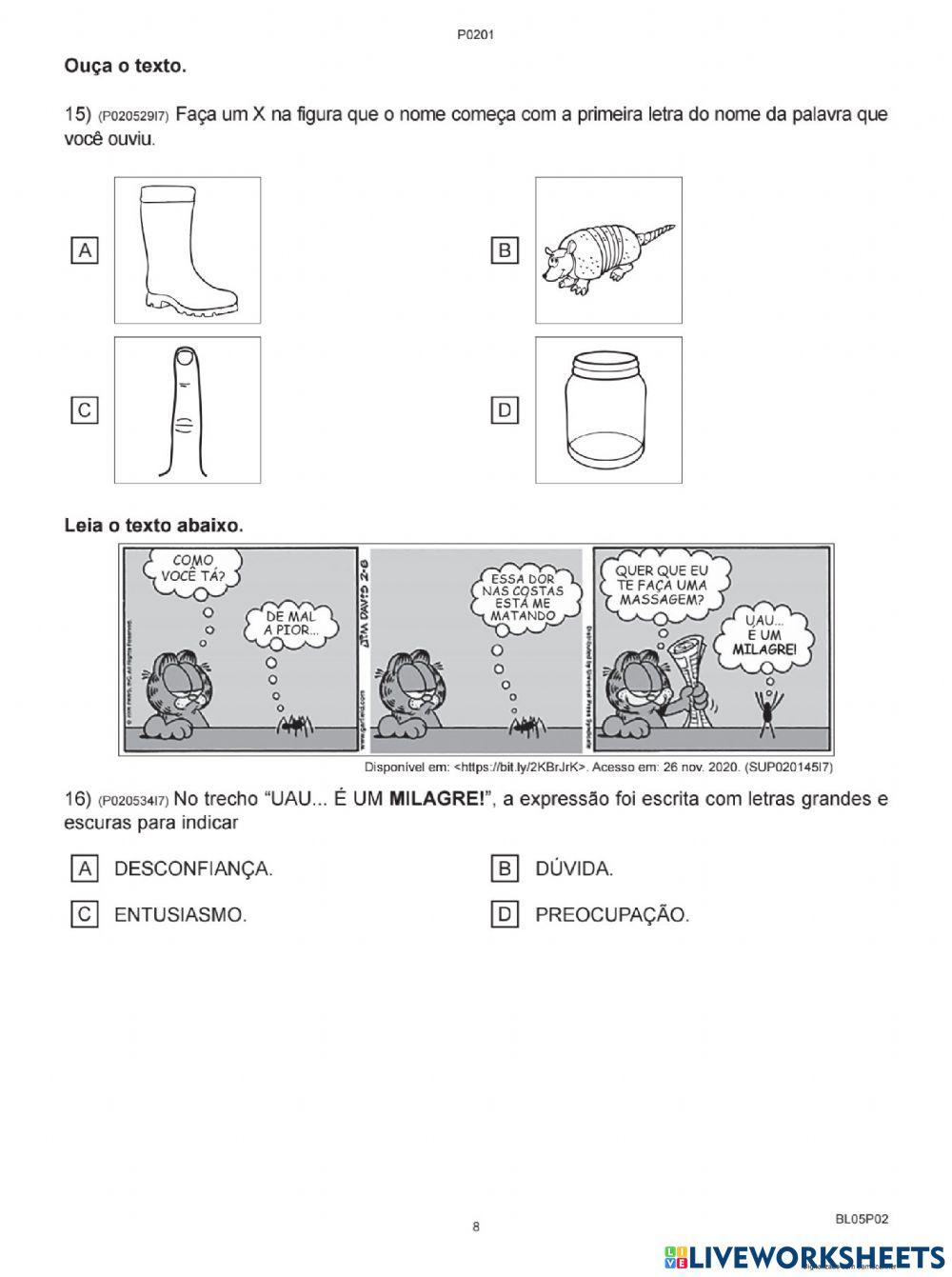 Avaliação diagnóstica português segunda parte