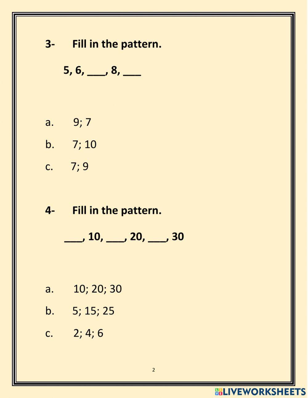 Chapter 8 Readiness Check- Skip Count