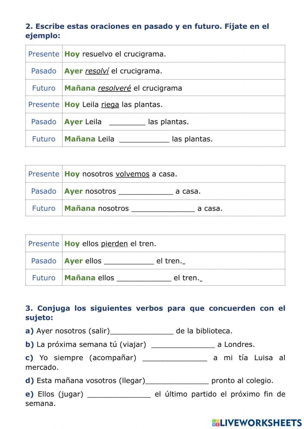 El verbo, pasado, presente  y futuro