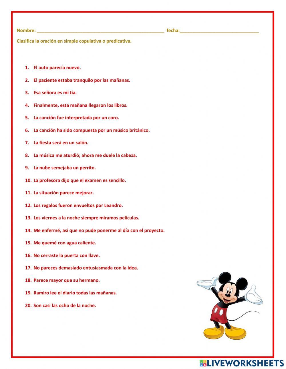 Oraciones simples copulativas-predicativas