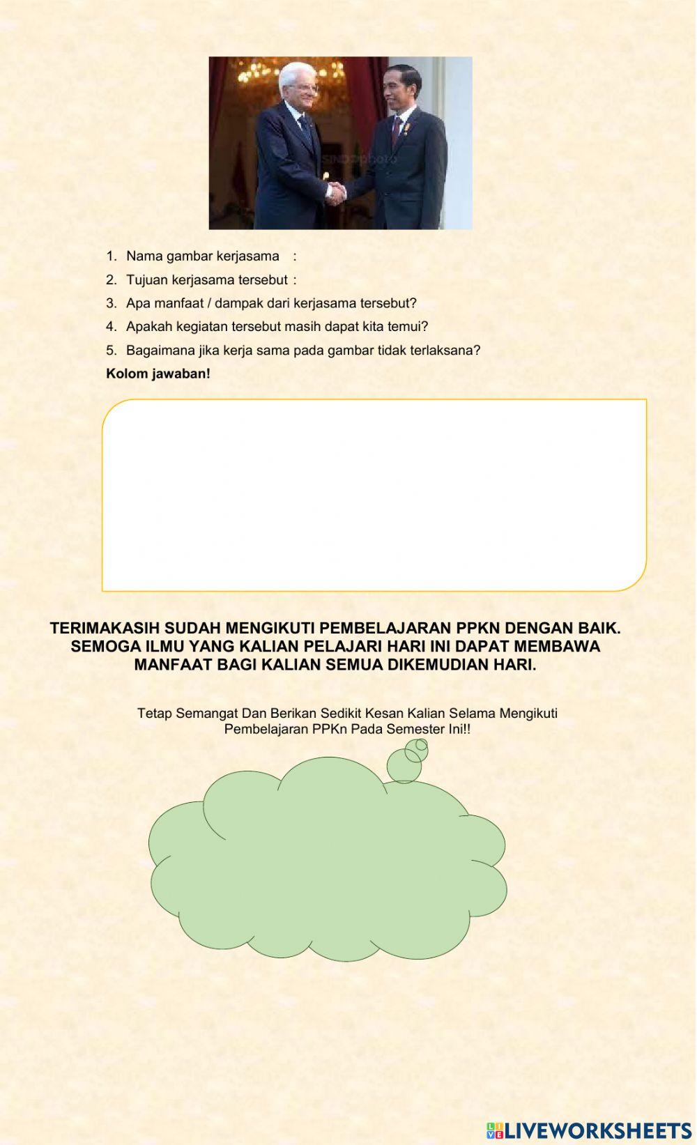 Kerjasama dalam berbagai bidang kehidupan