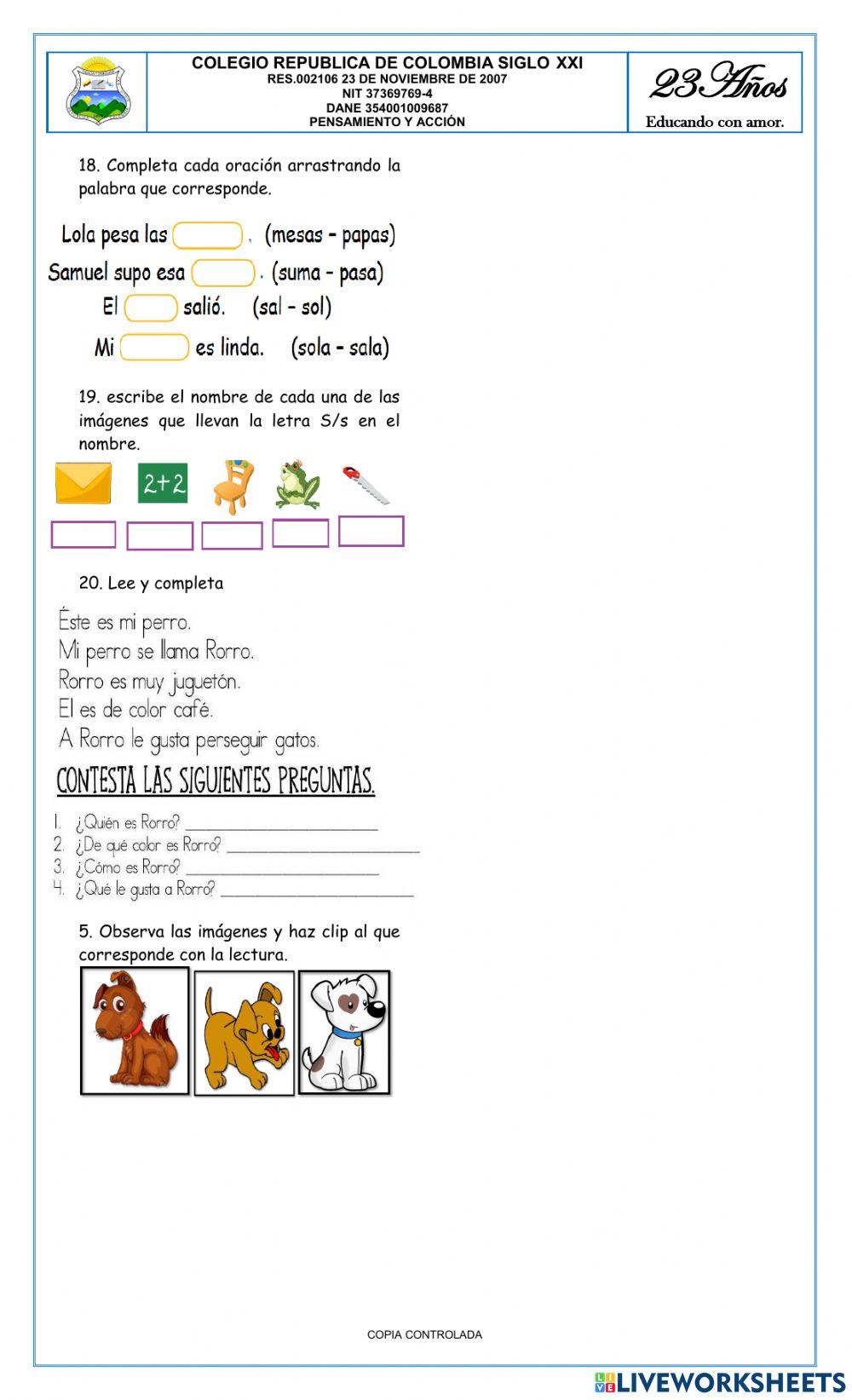 Bimestral grado primero