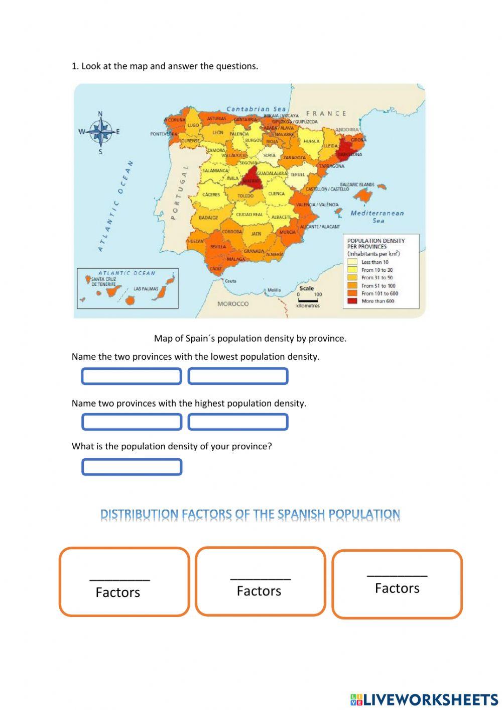 Populaton of Spain and factors