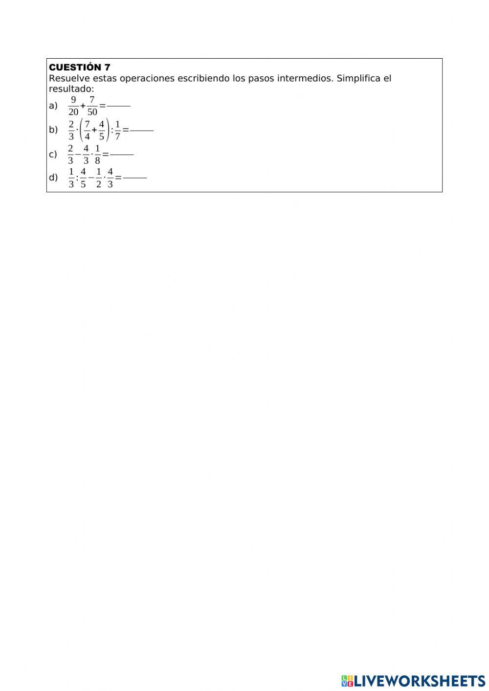 Repaso de fracciones (ejercicio 7)