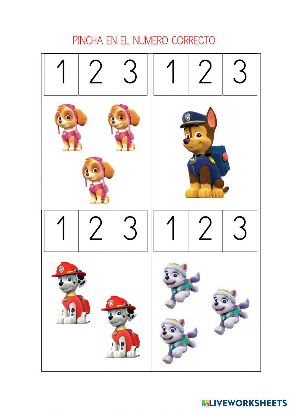 Patrulla Canina Asociación grafía cantidad 1-3