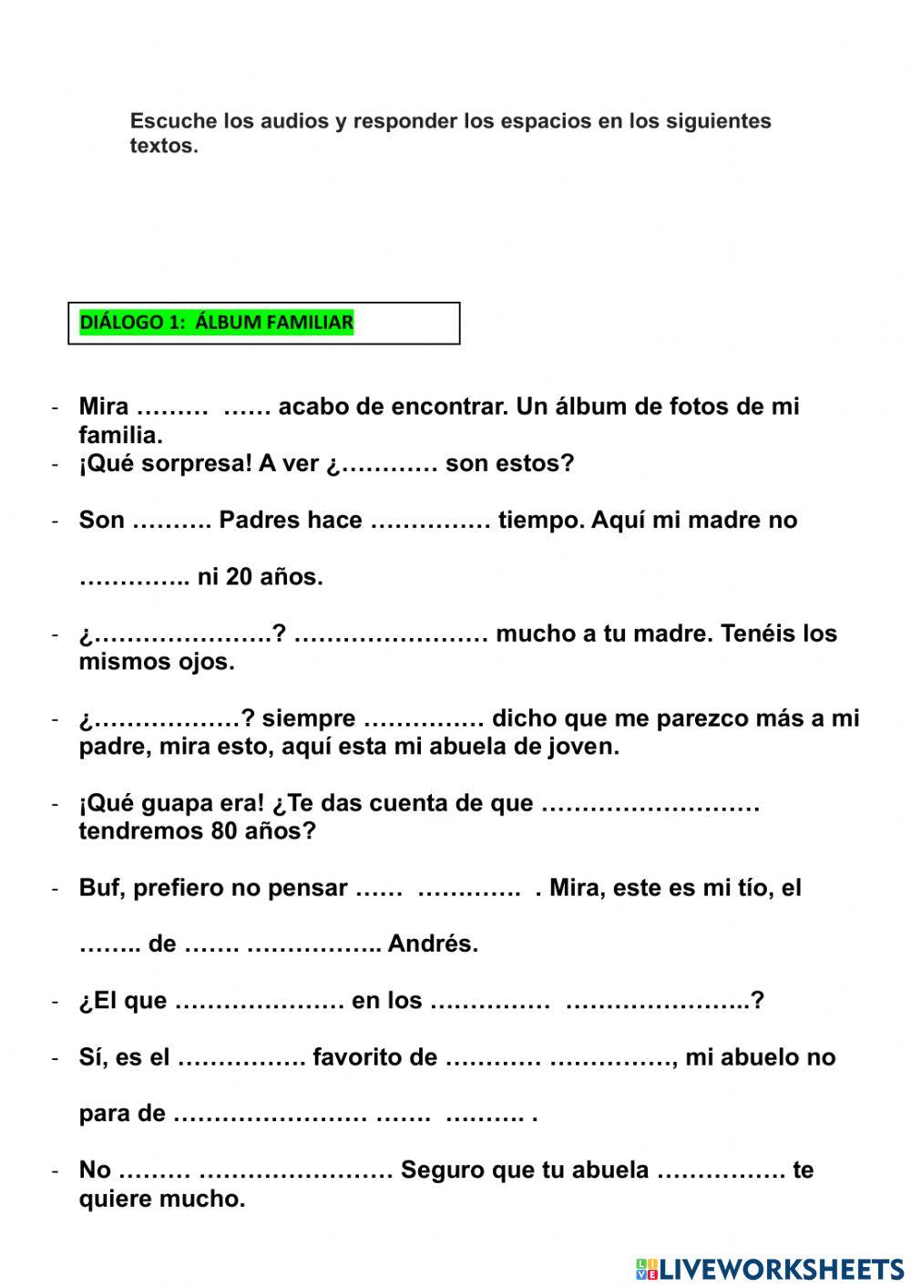 Actividad Audio: Álbum familiar - la peluquería 