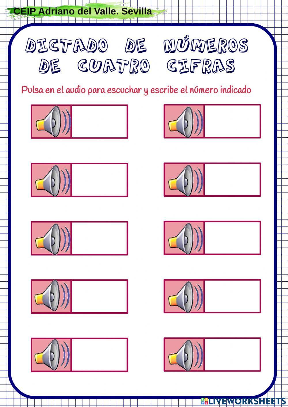 Dictado de números de cuatro cifras1