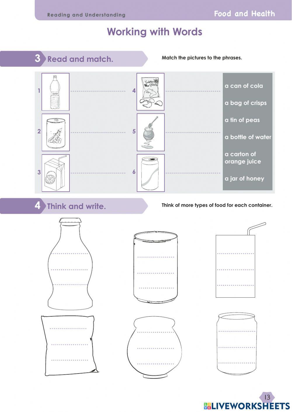 Containers online exercise for 5 Live Worksheets