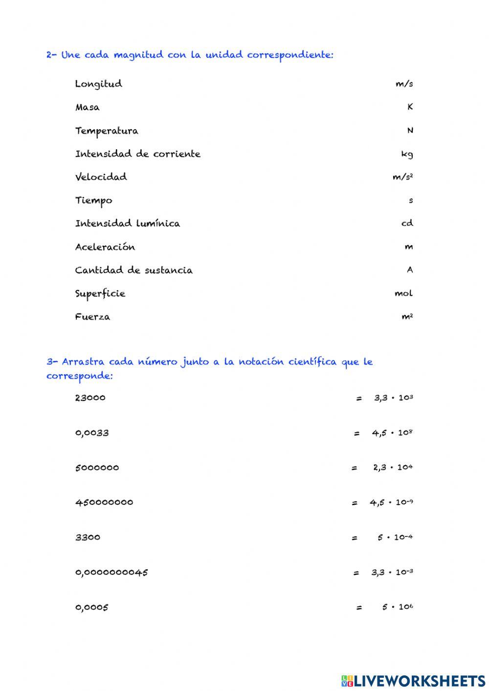 Magnitudes, uds, notación científica (I).