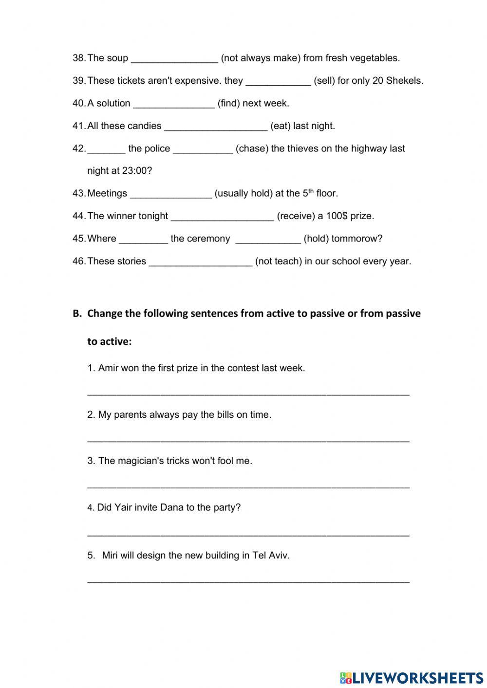 Practice active and passive voice