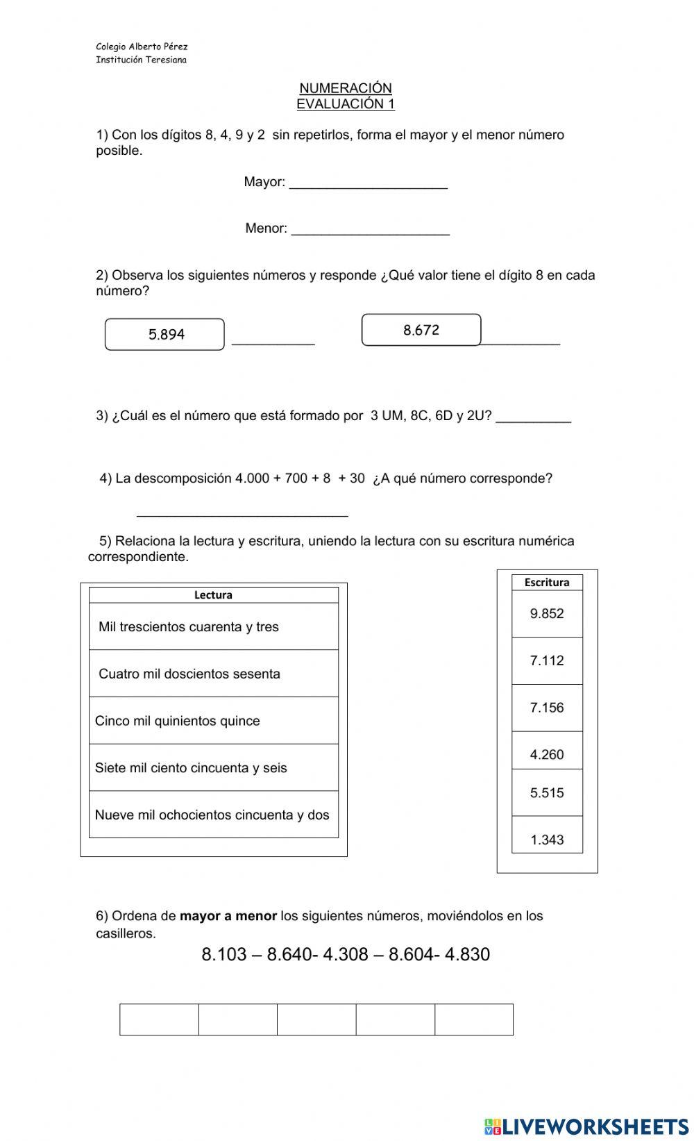 Numeración y Operatoria