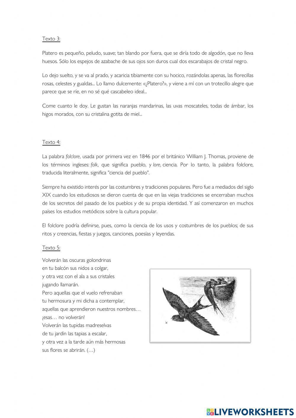 Actividades sobre los géneros literarios