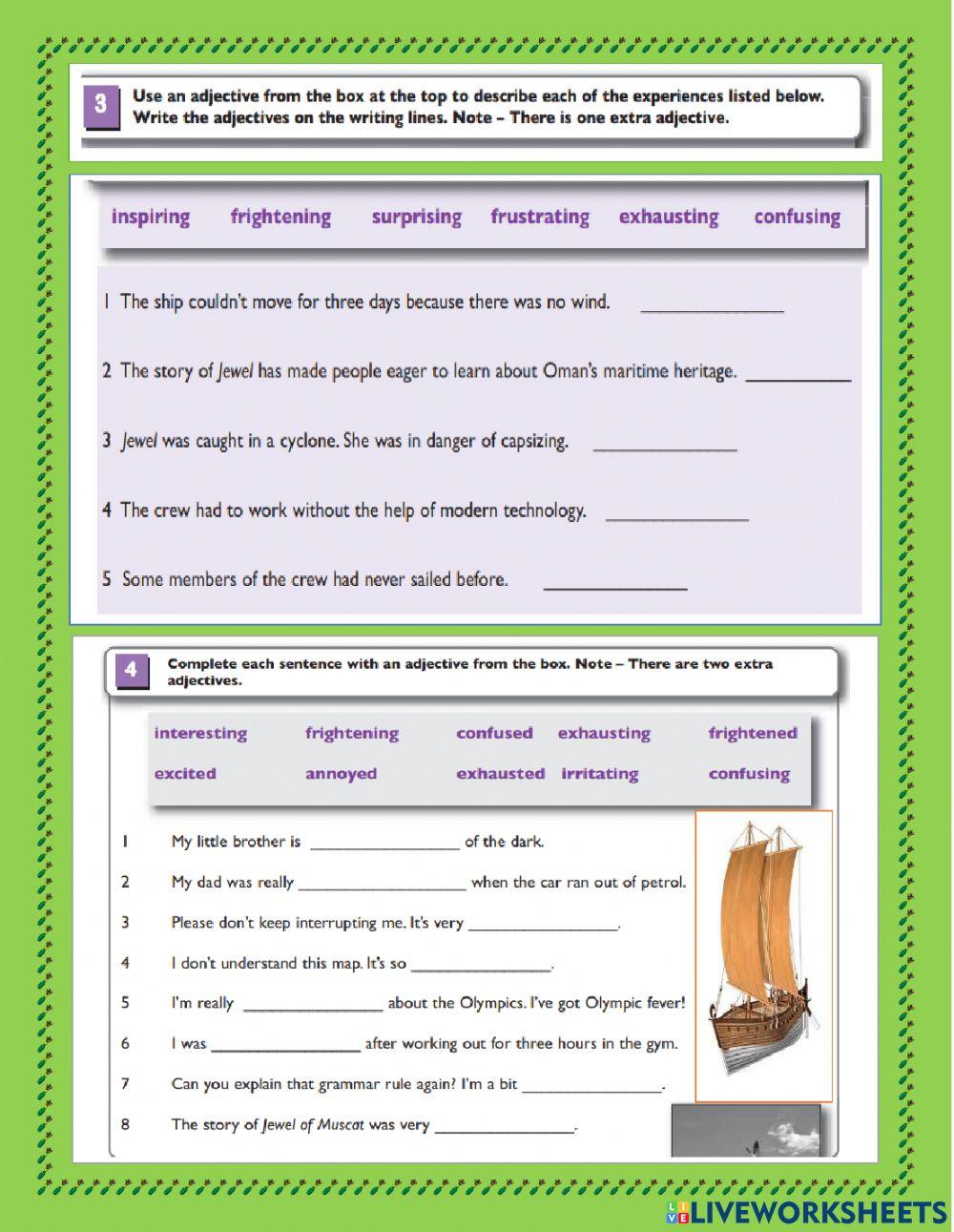 Adjectives ending in -ED and -ING