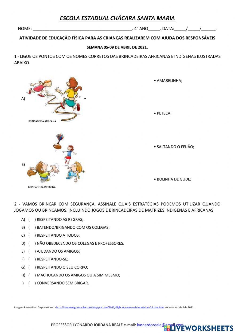 Brincadeiras e Jogos 4 Ano PDF, PDF, Brasil