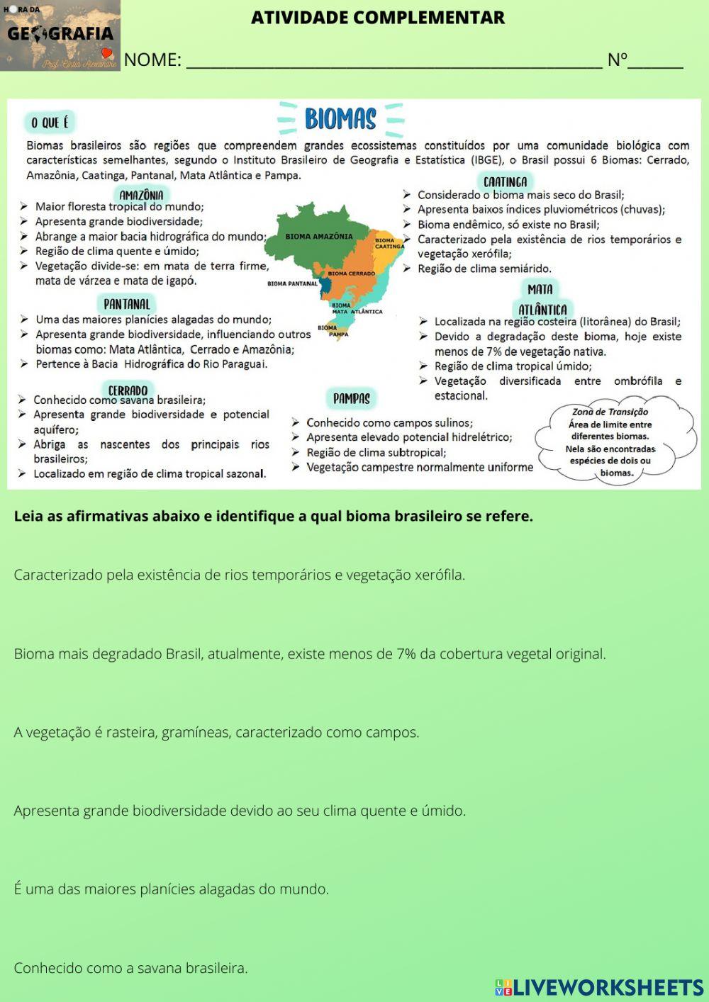 Atividades complementar 8º ano
