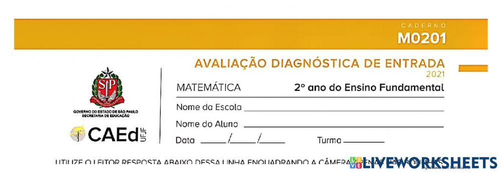 Avaliação diagnóstica matemática parte 1