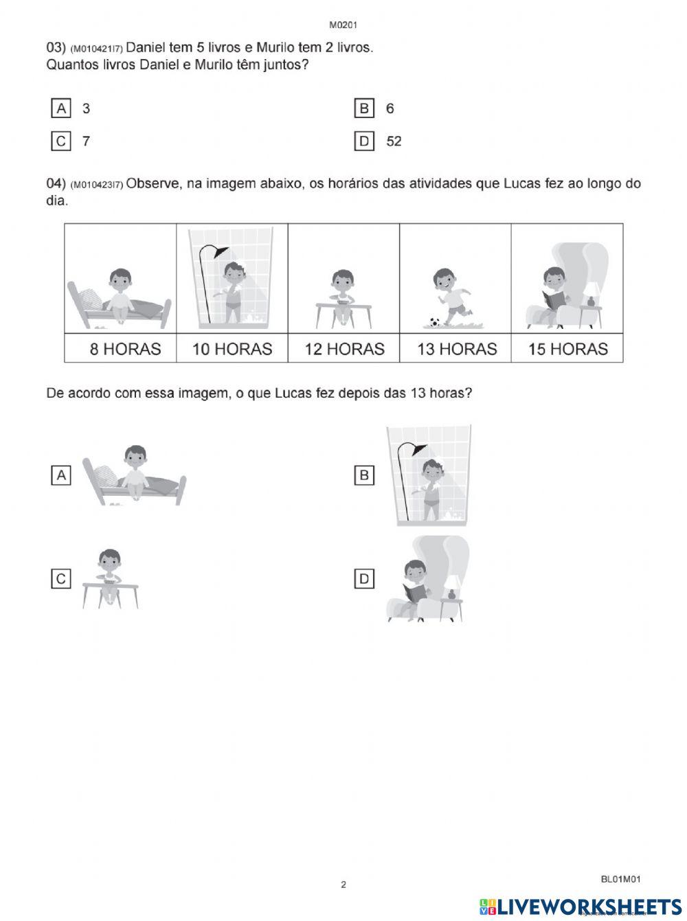 Avaliação diagnóstica matemática parte 1