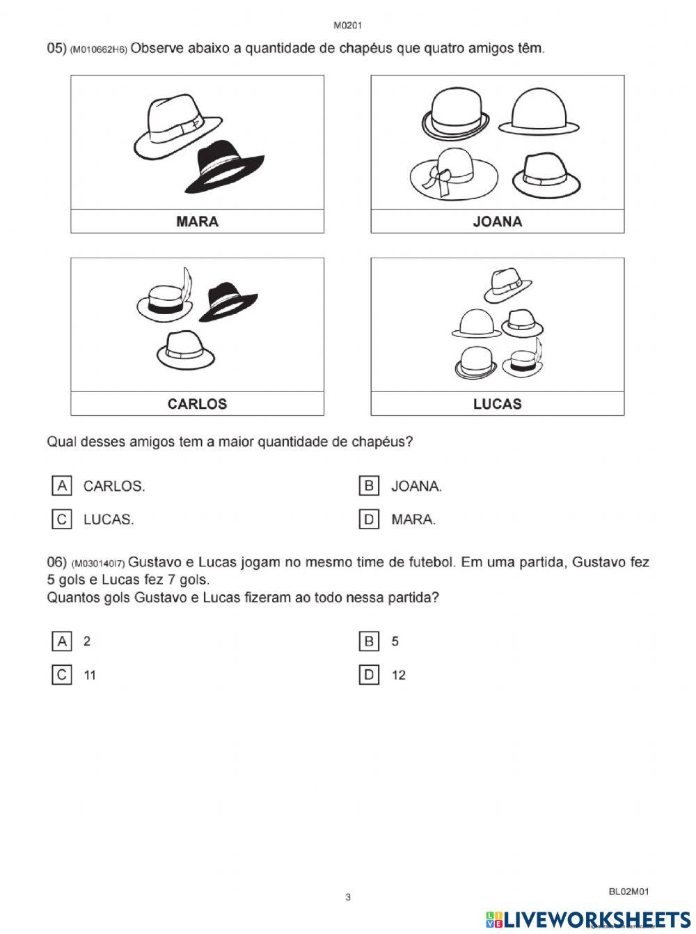 Avaliação diagnóstica matemática parte 1