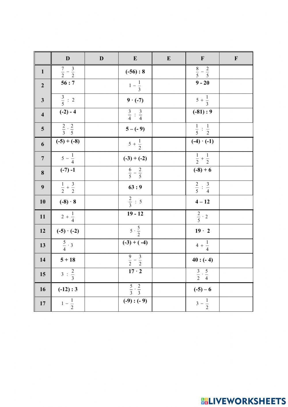 Fraccións e enteiros